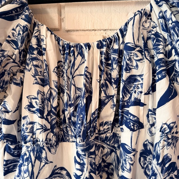 Abercrombie blue floral print puff sleeve dress - Picture 6 of 13
